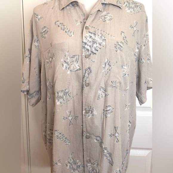 Mens Shirt vintage shirt short sleeves loose fit open collar soft rayon linen - Picture 5 of 10